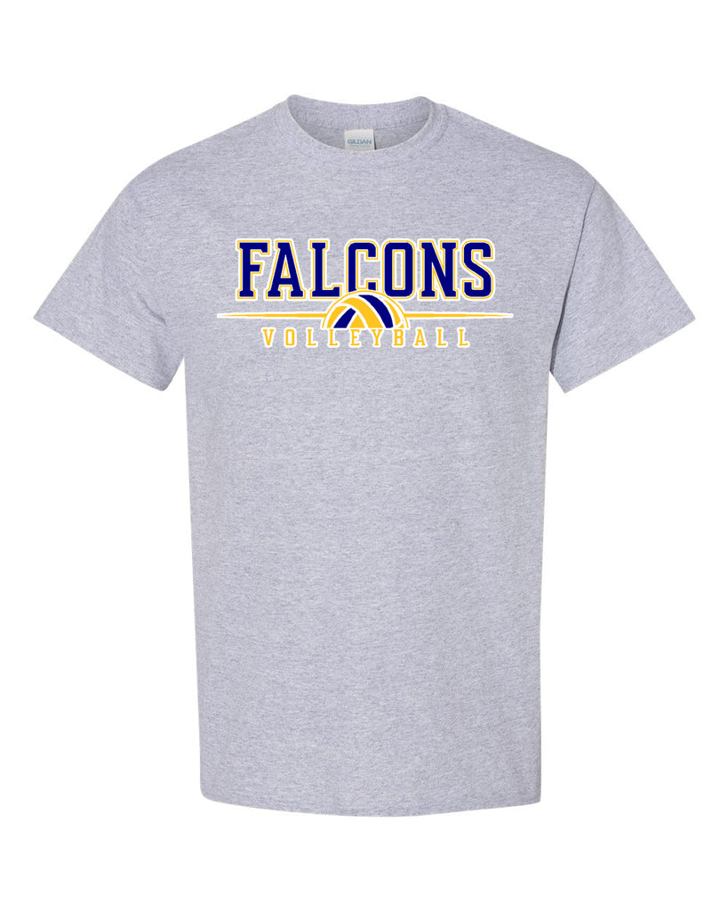 JTHS Volleyball Sport Gray Short Sleeve Tee w/ Falcons Volleyball V3 Logo on Front