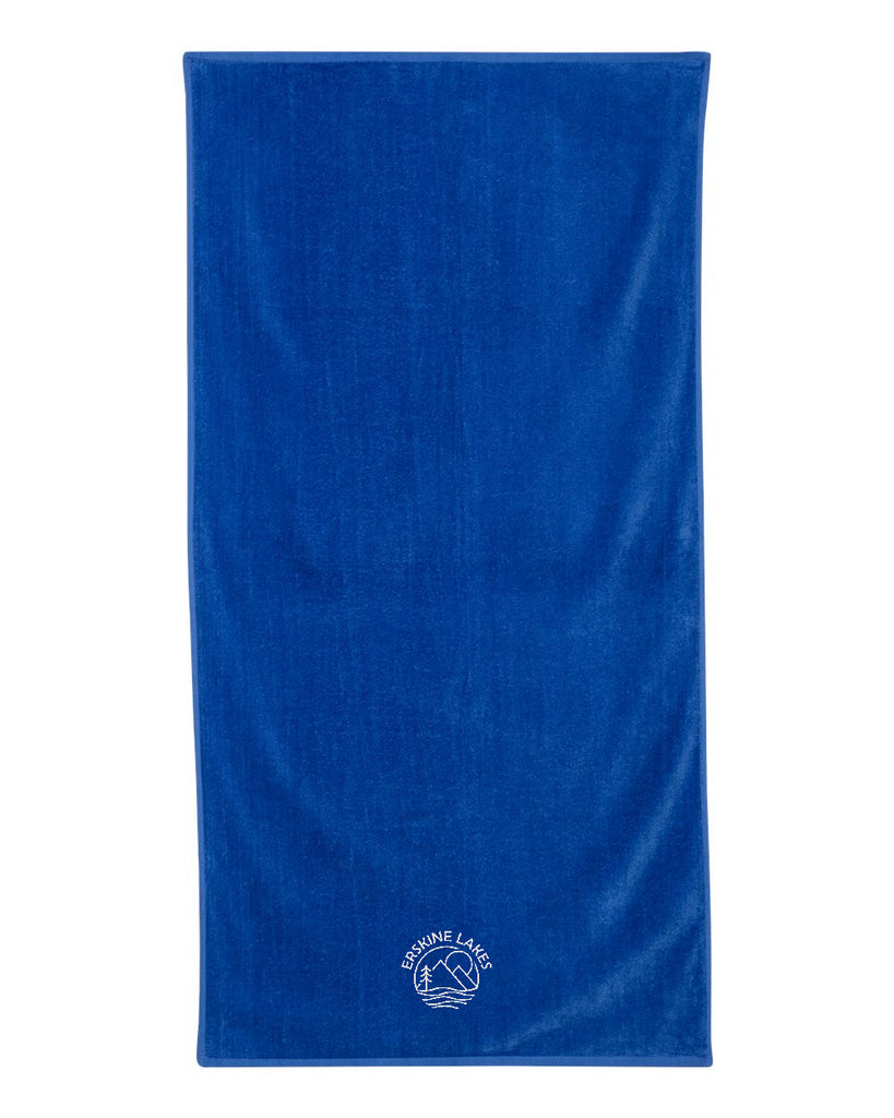 Erskine Lakes Velour Beach Towel - QV3060 w/ Erskine Lakes Design Embroidered on Front Edge