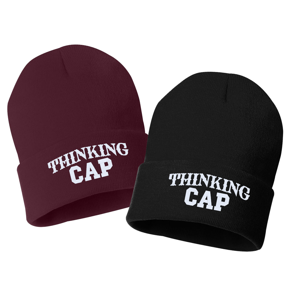 THINKING CAP Embroidered Cuffed Beanie Hat