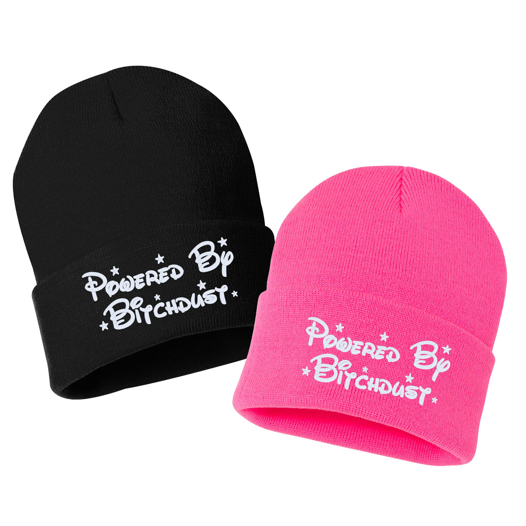 Powered By Bitchdust Embroidered Cuffed Beanie Hat