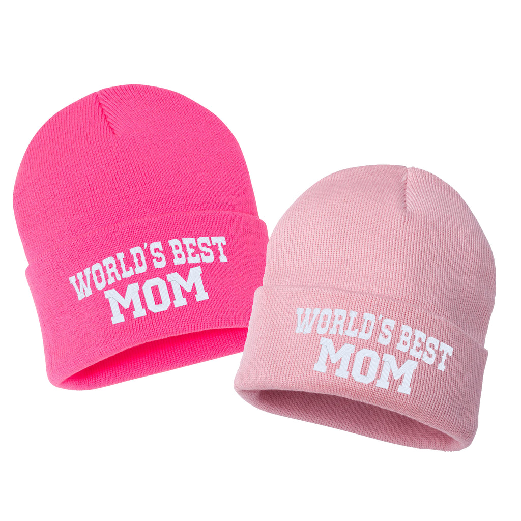 WORLD'S BEST MOM Embroidered Cuffed Beanie Hat