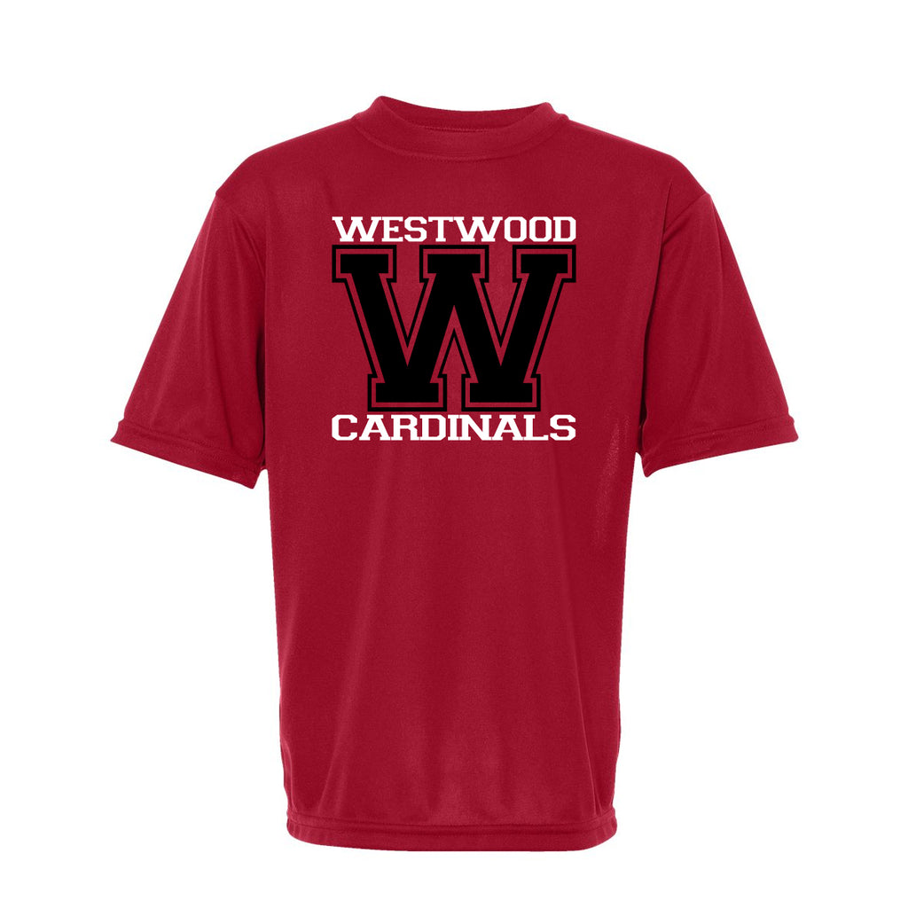 Westwood Cardinals Red Short Sleeve Performace Tee w/ Cardinals
