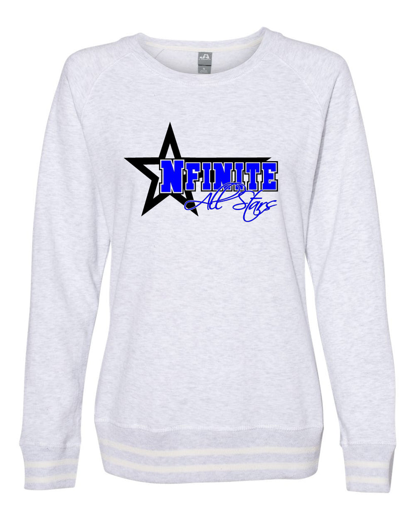 NFINITE Women’s Relay Crewneck Sweatshirt - 8652 w/ NFINITE Side Star Logo on Front.