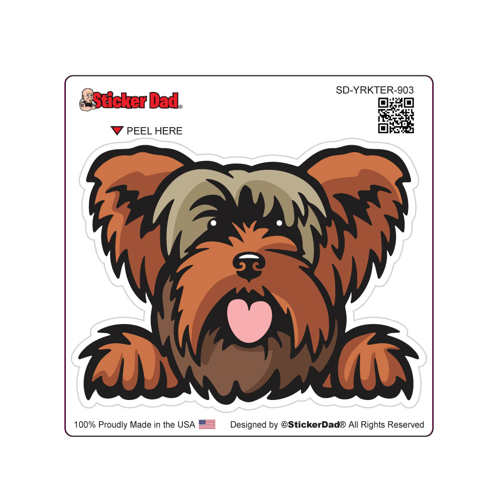 Yorkshire Terrier Peeking 903 Dog Peeking - Full Color Printed Sticker