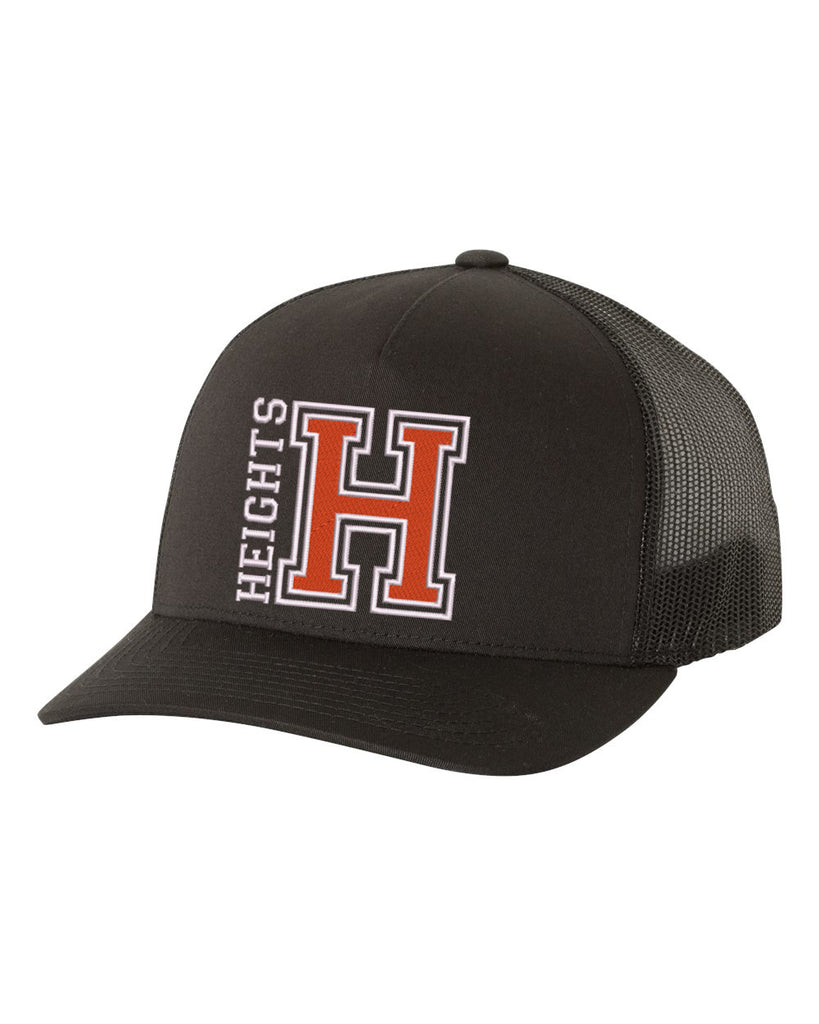 Height Yupoong - Classics™ Five-Panel Retro Trucker Cap - 6506 w/ HEIGHTS OG logo on Front.