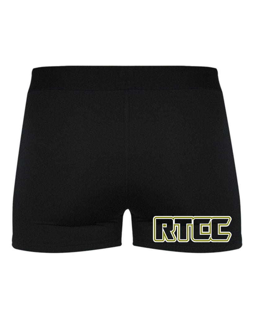 RTCC Black Pro-Compression Shorts - 2629 w/ Gold & White Print Logo on front Leg.