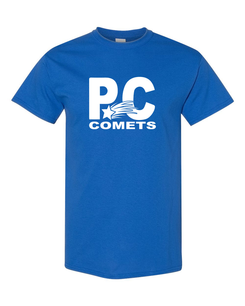 Peter Cooper Comets Royal Short Sleeve Tee w/ Logo Design 2 on Front