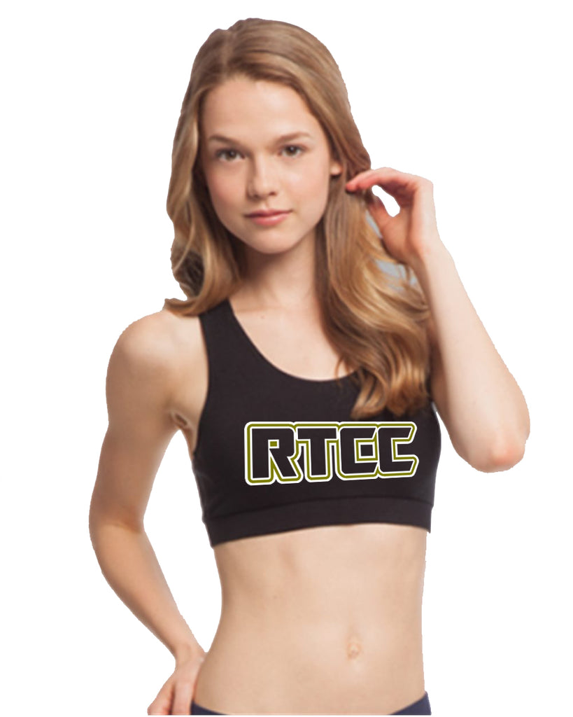 RTCC Black Sports Bra w/ 2 Color Logo on Front.
