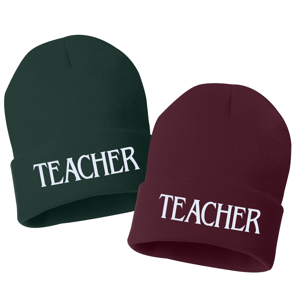TEACHER Embroidered Cuffed Beanie Hat