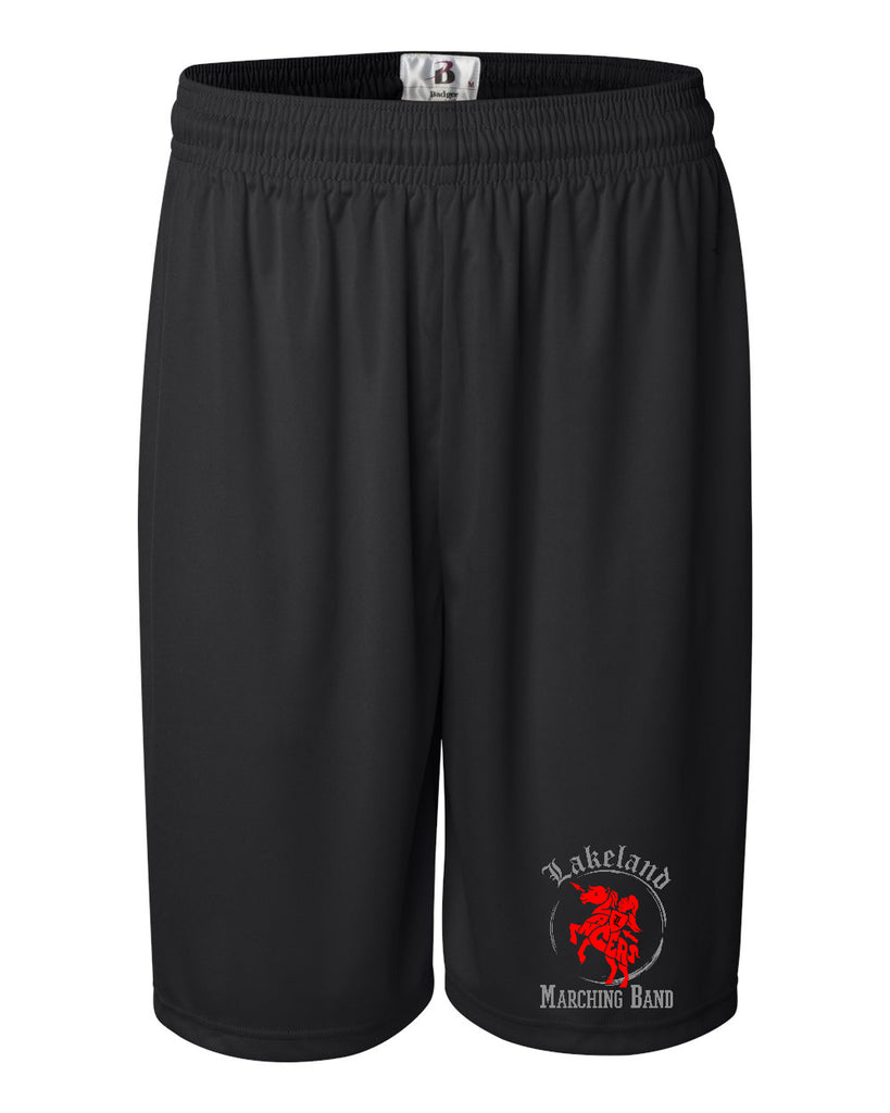 Lakeland Marching Band Black B-Core 9" Shorts - 4109 w/ LLMB24 Design on Front Left Leg