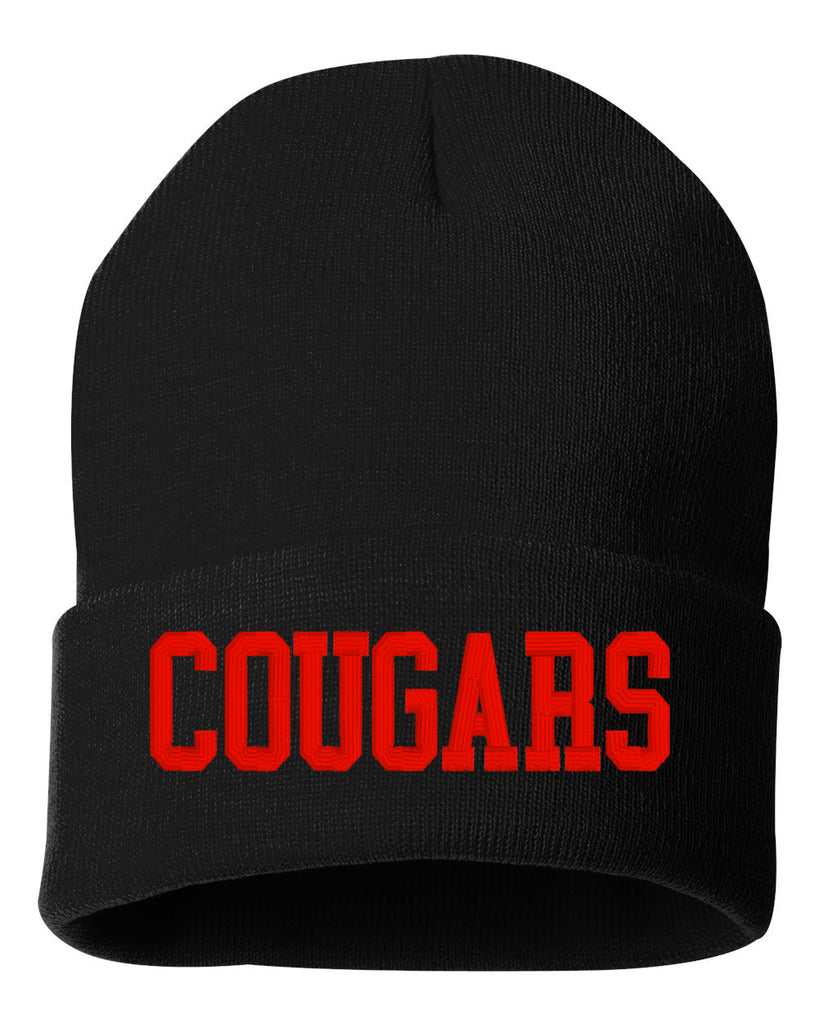 Hazleton Area Cougars - Black Sportsman - 12" Solid Cuffed Beanie - SP12 w/ COUGARS Embroidered