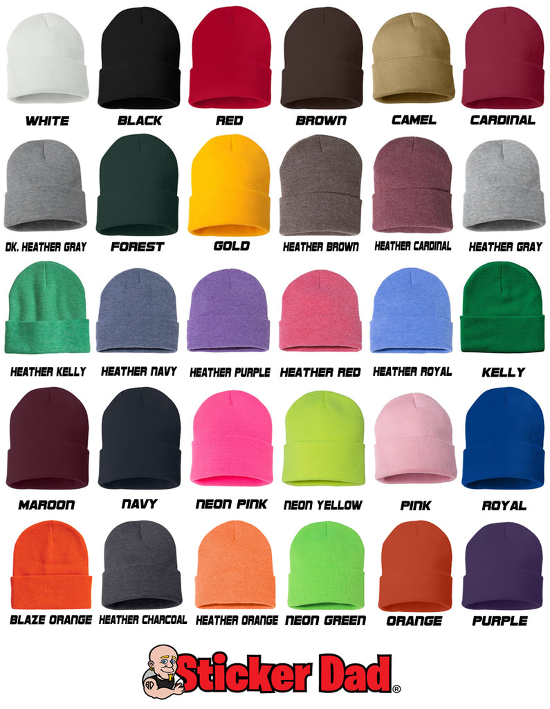 CUSTOM TEXT Embroidered Cuffed Beanie Hat