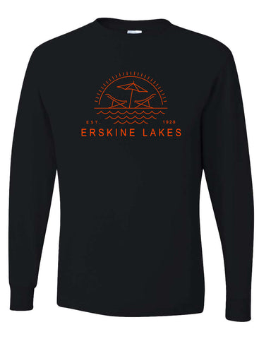 Erskine Lakes ITC Women’s Lightweight Crop Hooded Sweatshirt - AFX64CRP w/ EL24 Design on Front.