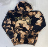 WANAQUE School Black Bleach Dyed Hoodie w/ WANAQUE  Applique Embroiderd on Front.