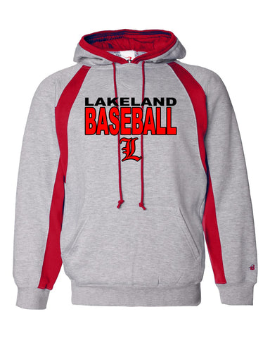 Lakeland Baseball Graphite Heather New Era ® Performance Terry Short Sleeve Hoodie NEA533  w/ Lakeland Arc Design Embroidered on Left Chest