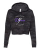 Precision Dance Women’s Lightweight Crop Hooded Sweatshirt - AFX64CRP w/ White & Purple Design on Front.