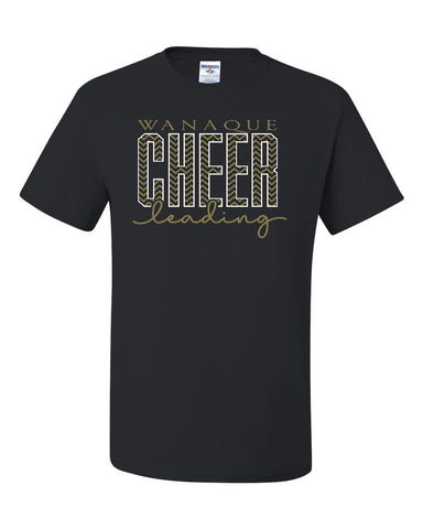 WANAQUE Cheer Heavy Cotton Tee w/ 2 Color WARRIORS Cheer Football Laces Bow Design