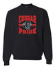 Hazleton Area Cougars - Black JERZEES - NuBlend® Crewneck Sweatshirt - 562MR w/ Cougar Pride Design on Front.