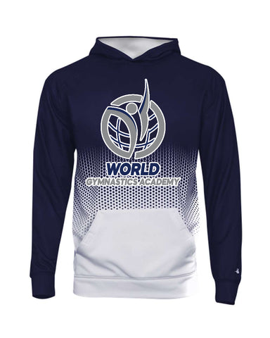 World Gymnastics Blue Mix Colortone Hooded Tie-Dyed Sweatshirt - 8777 w/ 2 Color Design on Front