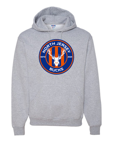 NJ Bucks PS fleece short sleeve hoodie 8220 w/ NJB Round Logo on Front
