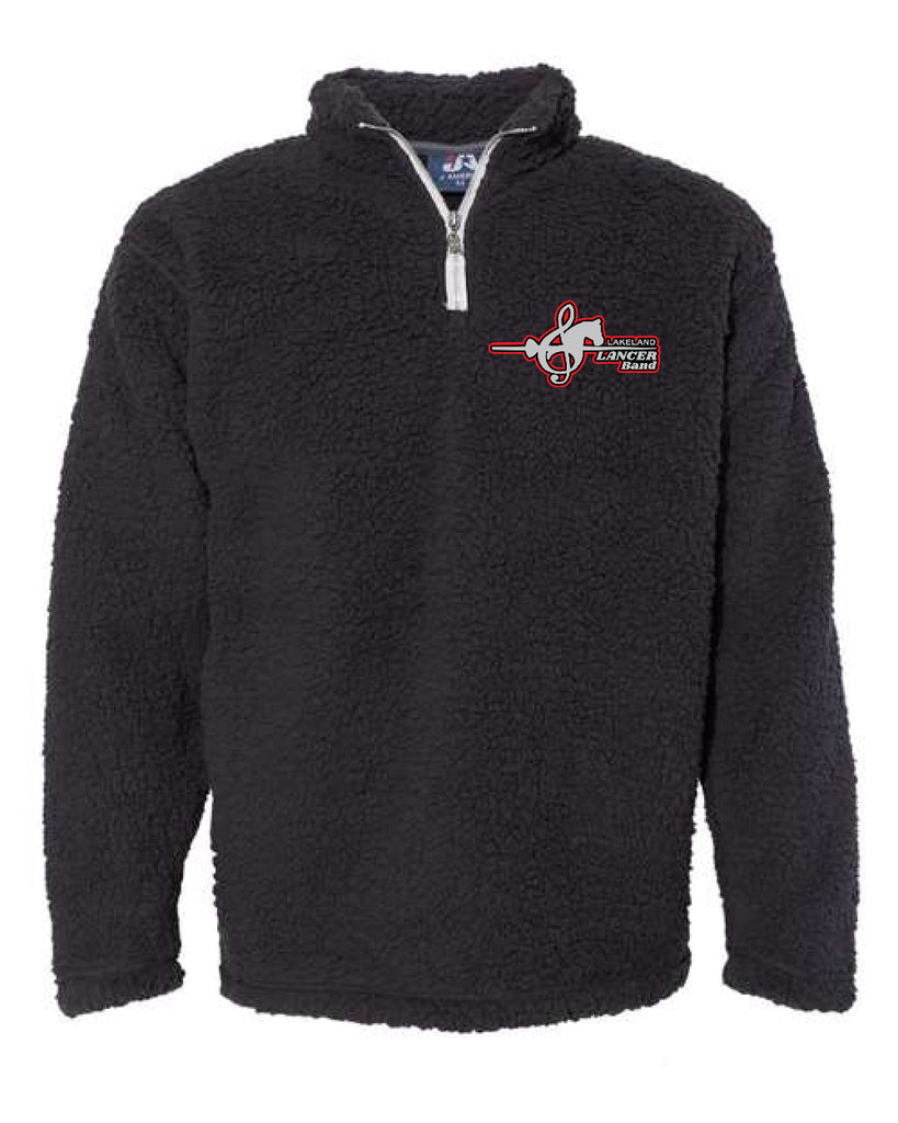 Lakeland Marching Band Black Sherpa Quarter-Zip Pullover - 8454 w/ LanceNote Design Embroidered on Front Left Chest.