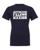 Jefferson Cheer Navy BC Jersey Tee - 3001 w/ Falcon Nation Design on Front.