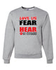 Hazleton Area Cougars - Sport Gray JERZEES - NuBlend® Crewneck Sweatshirt - 562MR w/ LOVE US Design on Front.