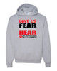 Hazleton Area Cougars - Sport Gray JERZEES - NuBlend® Hooded Sweatshirt - 996MR w/ LOVE US Design on Front.