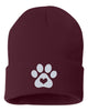 PAW w/ HEART Embroidered Cuffed Beanie Hat