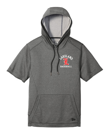 Lakeland Baseball Heather Gray & Red Badger - Hook Hooded Sweatshirt - 1262 w/ LLBB Stack L Design on Front