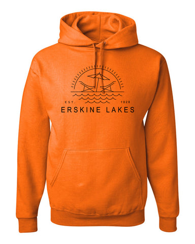 Erskine Lakes ITC Women’s Lightweight Crop Hooded Sweatshirt - AFX64CRP w/ EL24 Design on Front.