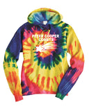 Peter Cooper School Dyenomite - RAINBOW BOLD Multi-Color Spiral Tie-Dyed Hooded Sweatshirt - 854MS w/ V1 Design on Front