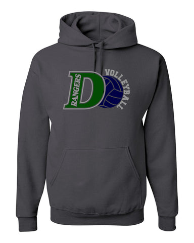 Drew Volleyball JERZEES - Dri-Power® Long Sleeve 50/50 T-Shirt - 29LSR w/ White & Navy V1 Design on Front.