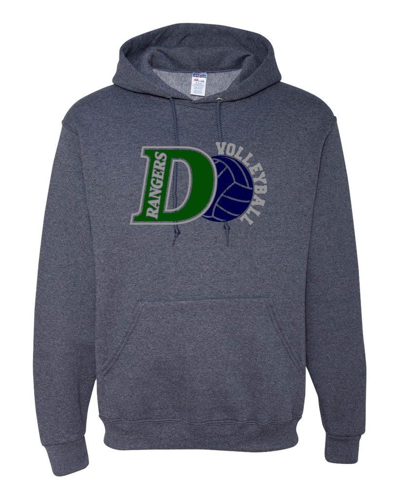 Drew Volleyball JERZEES - NuBlend® Hooded Sweatshirt - 996MR w/ Rangers Volleyball Design on Front.