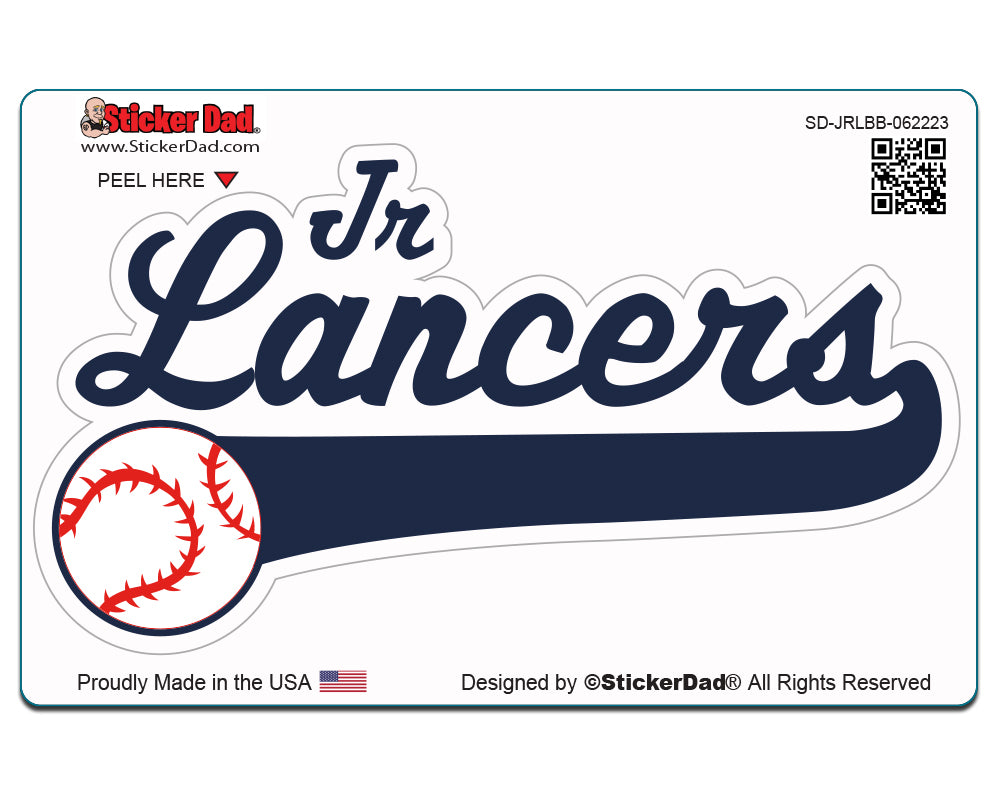Jr. Lancers Baseball 7" Wide Full Color Printed Sticker Featuring the JRL Logo