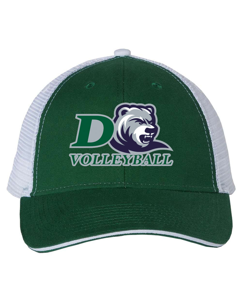 Drew Volleyball VC - Sandwich Trucker Cap - S102 w/ 4 Color D-BEAR Design Embroidered on Front.