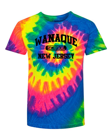 WANAQUE  Black Short Sleeve Tee w/ WANAQUE School "Text" in Spangle on Front. STYLE #1