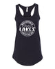 Skyline Lakes Next Level - Women's Ideal Racerback Tank - 1533 w/ What Happens Design on Front.