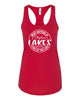 Skyline Lakes Next Level - Women's Ideal Racerback Tank - 1533 w/ What Happens Design on Front.