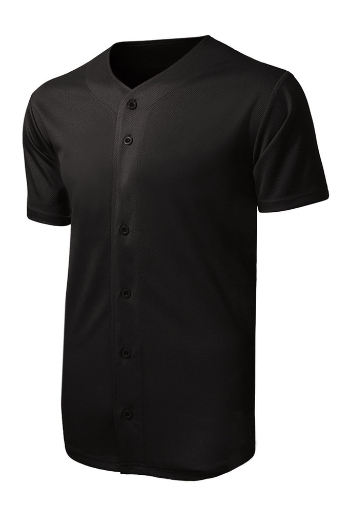 RTCC Black AA Full Button Lightweight Baseball Jersey - 52MBFJY w/ SPANGLE Design on Back