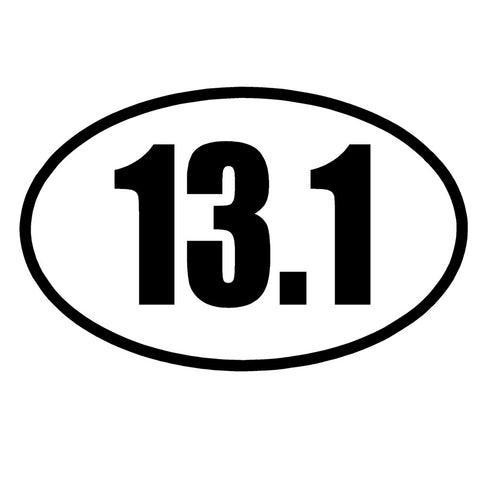 13.1 Half Marathon Running Solid Oval Single Color Transfer Type Decal