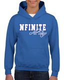 nfinite royal blue heavy blend hoodie w/ nfinite all stars 2 color logo on front.