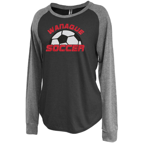 Wanaque Soccer Sparkle Stripe Crew with Large Half Ball Logo on Front in GLITTER