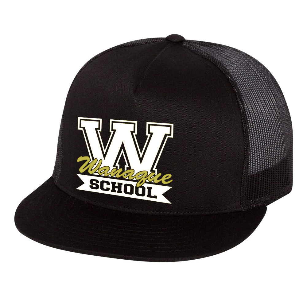 wanaque school 6006 classic snapback cap w/ wanaque school "w" logo on front.