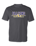 jths volleyball badger - graphite b-core sport shoulders t-shirt - 4120 w/ falcons volleyball v3 logo on front