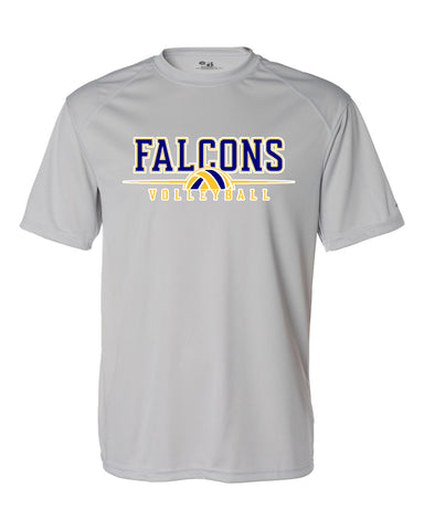 JTHS Volleyball Badger - Graphite B-Core Sport Shoulders T-Shirt - 4120 w/ Falcons Volleyball V3 Logo on Front