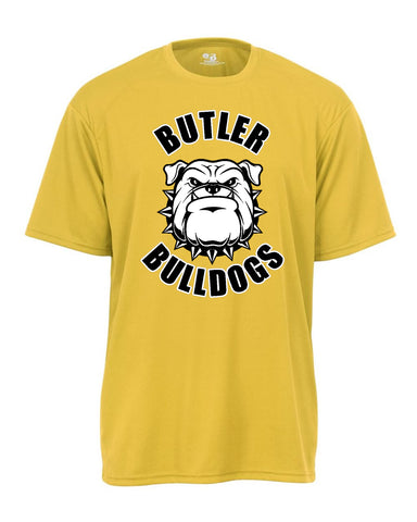 Butler Wrestling Gray Attain Wicking Set-In Sleeve Tee w/ Large Front 2 Color Design