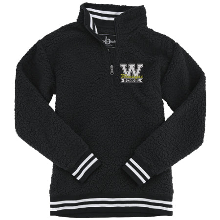 WANAQUE School Black Heavy Blend FULL-ZIP Hoodie w/ Large WANAQUE School "W" 2 color Logo on Back.