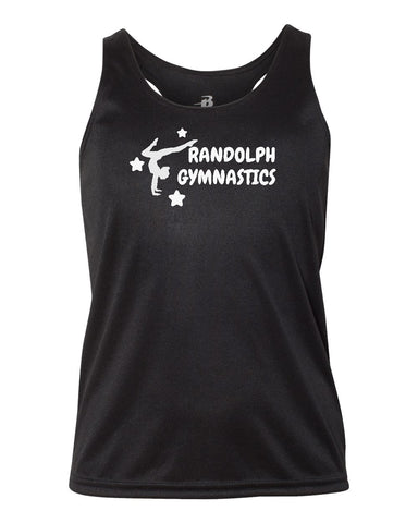 Randolph Gymnastics Black B-Core Racerback Tank Top - 2166 w/ Logo Design V2 on Front