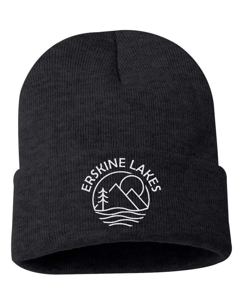 Erskine Lakes Solid 12" Cuffed Beanie - SP12 w/ Erskine Lakes Design Embroidered on Front